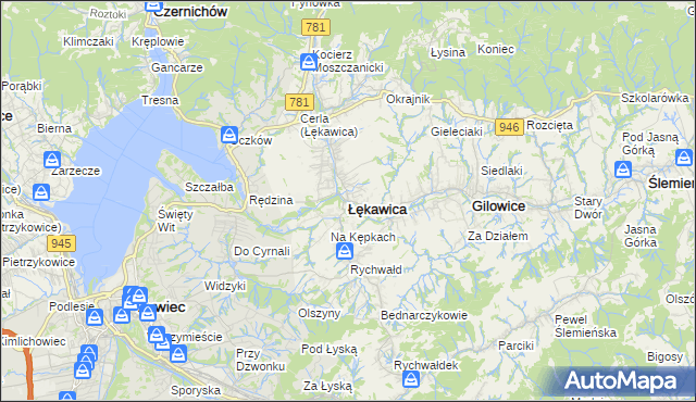 mapa Łękawica powiat żywiecki, Łękawica powiat żywiecki na mapie Targeo