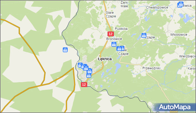 mapa Łęknica powiat żarski, Łęknica powiat żarski na mapie Targeo