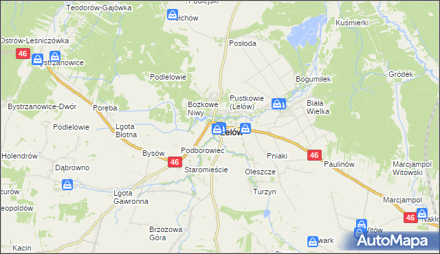 mapa Lelów, Lelów na mapie Targeo