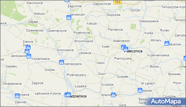 mapa Lelowice-Kolonia, Lelowice-Kolonia na mapie Targeo