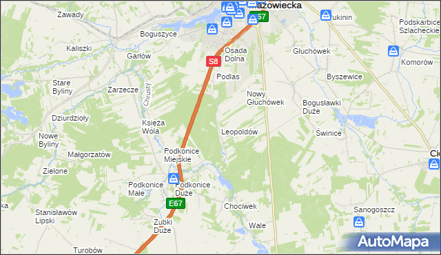 mapa Leopoldów gmina Rawa Mazowiecka, Leopoldów gmina Rawa Mazowiecka na mapie Targeo