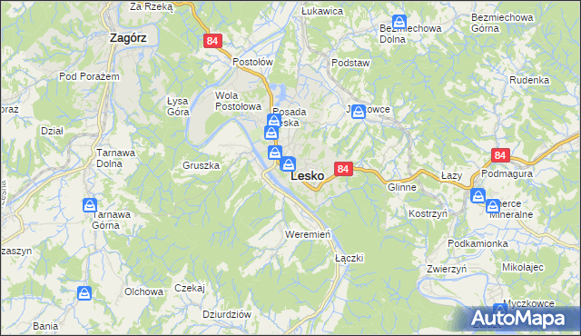 mapa Lesko, Lesko na mapie Targeo