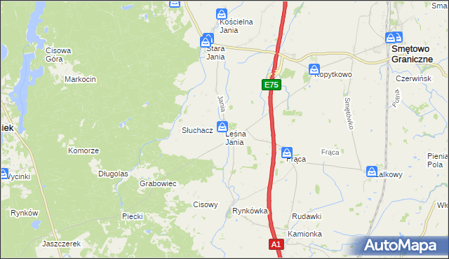 mapa Leśna Jania, Leśna Jania na mapie Targeo