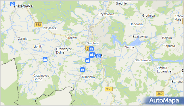 mapa Leśna powiat lubański, Leśna powiat lubański na mapie Targeo