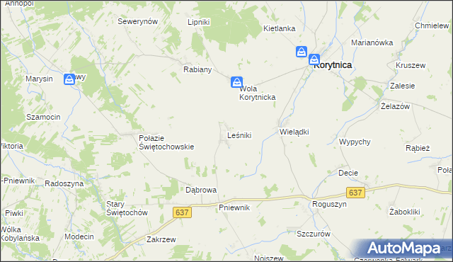mapa Leśniki gmina Korytnica, Leśniki gmina Korytnica na mapie Targeo
