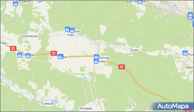 mapa Leśniów Wielki, Leśniów Wielki na mapie Targeo