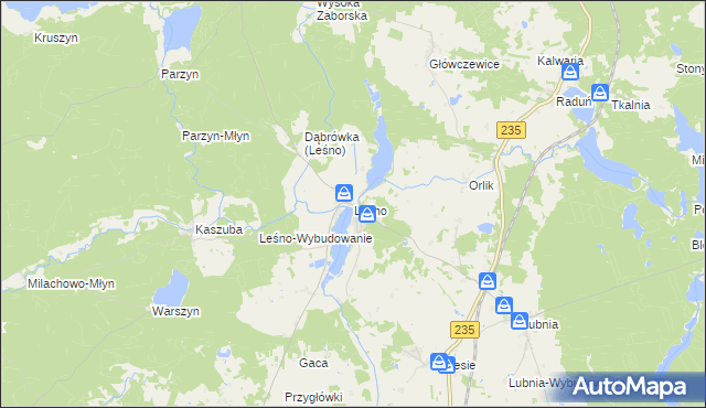 mapa Leśno gmina Brusy, Leśno gmina Brusy na mapie Targeo