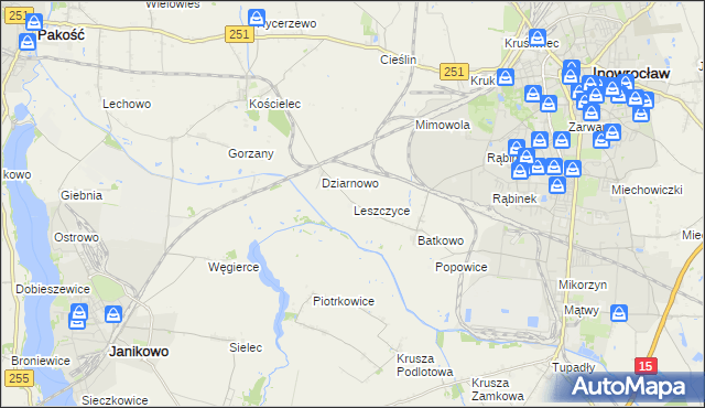 mapa Leszczyce, Leszczyce na mapie Targeo