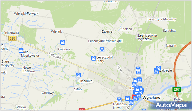 mapa Leszczydół Stary, Leszczydół Stary na mapie Targeo