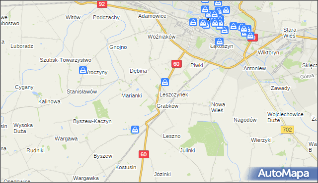 mapa Leszczynek, Leszczynek na mapie Targeo