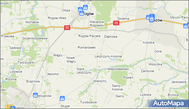 mapa Leszczyny-Kolonia, Leszczyny-Kolonia na mapie Targeo