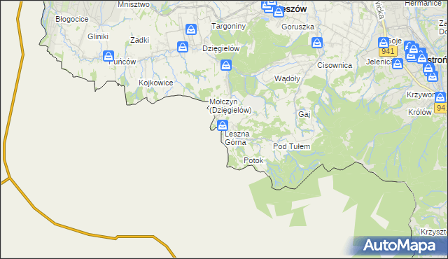 mapa Leszna Górna, Leszna Górna na mapie Targeo