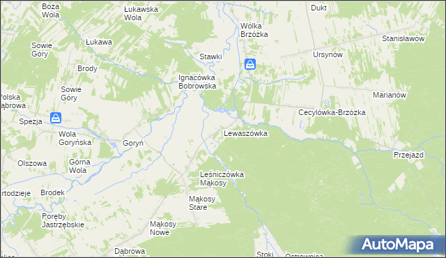 mapa Lewaszówka, Lewaszówka na mapie Targeo