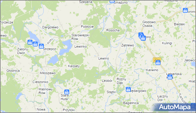 mapa Lewino, Lewino na mapie Targeo