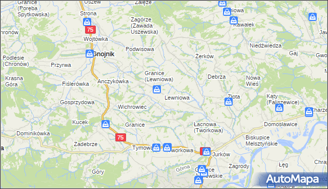 mapa Lewniowa, Lewniowa na mapie Targeo