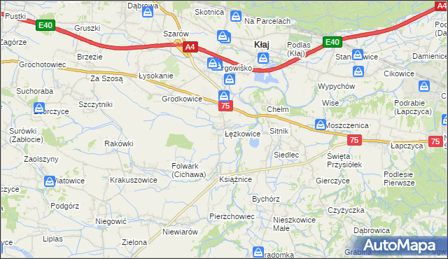 mapa Łężkowice, Łężkowice na mapie Targeo