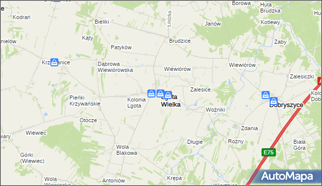 mapa Lgota Wielka powiat radomszczański, Lgota Wielka powiat radomszczański na mapie Targeo