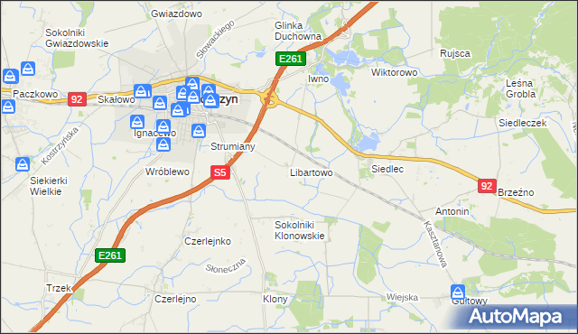 mapa Libartowo, Libartowo na mapie Targeo