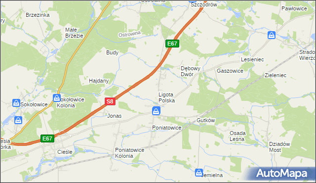 mapa Ligota Polska, Ligota Polska na mapie Targeo