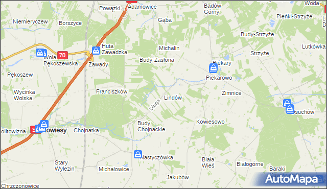 mapa Lindów gmina Mszczonów, Lindów gmina Mszczonów na mapie Targeo