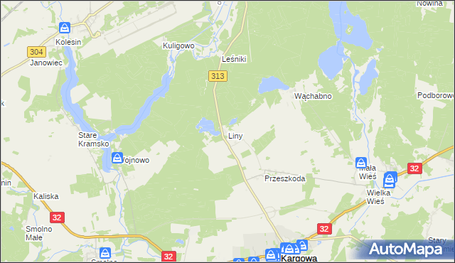 mapa Liny, Liny na mapie Targeo