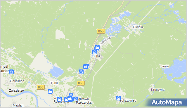 mapa Lipa gmina Zaklików, Lipa gmina Zaklików na mapie Targeo