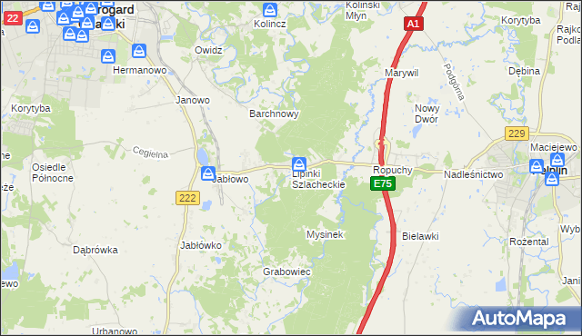 mapa Lipinki Szlacheckie, Lipinki Szlacheckie na mapie Targeo