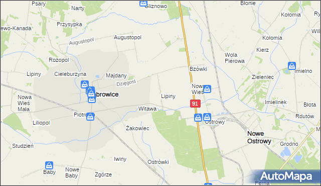 mapa Lipiny gmina Nowe Ostrowy, Lipiny gmina Nowe Ostrowy na mapie Targeo