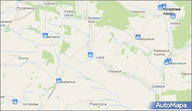 mapa Lipka gmina Dziadowa Kłoda, Lipka gmina Dziadowa Kłoda na mapie Targeo