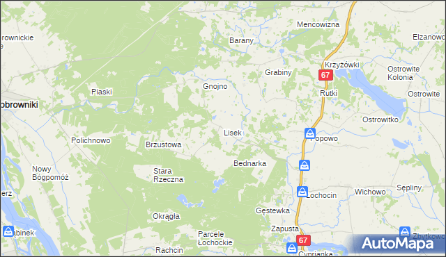 mapa Lisek, Lisek na mapie Targeo