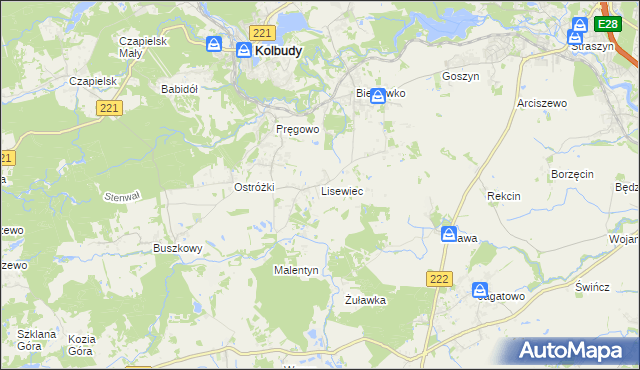 mapa Lisewiec, Lisewiec na mapie Targeo