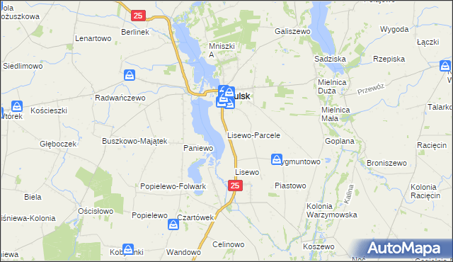 mapa Lisewo-Parcele, Lisewo-Parcele na mapie Targeo