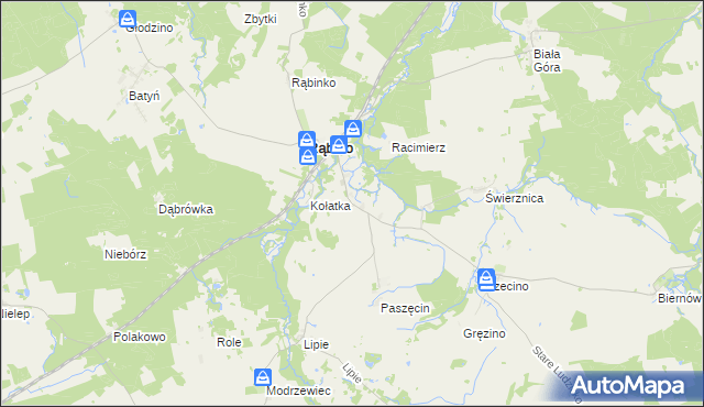 mapa Liskowo gmina Rąbino, Liskowo gmina Rąbino na mapie Targeo