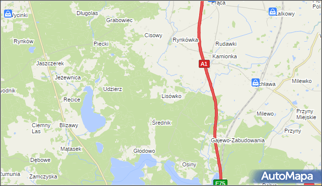 mapa Lisówko, Lisówko na mapie Targeo