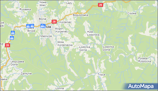 mapa Łodzinka Górna, Łodzinka Górna na mapie Targeo