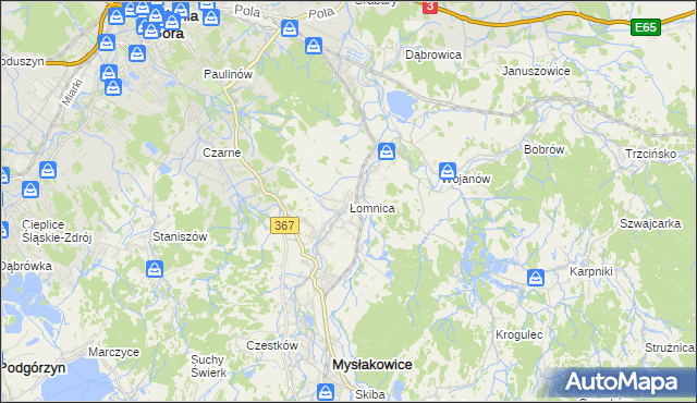 mapa Łomnica gmina Mysłakowice, Łomnica gmina Mysłakowice na mapie Targeo