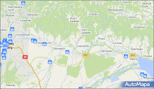 mapa Łopuszna, Łopuszna na mapie Targeo