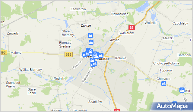 mapa Łosice, Łosice na mapie Targeo