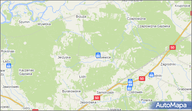 mapa Łosiewice, Łosiewice na mapie Targeo