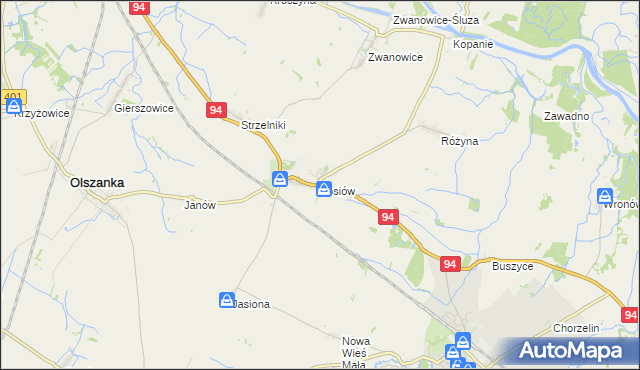 mapa Łosiów, Łosiów na mapie Targeo