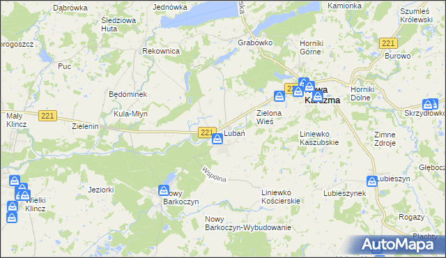 mapa Lubań gmina Nowa Karczma, Lubań gmina Nowa Karczma na mapie Targeo