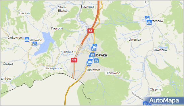 mapa Lubawka, Lubawka na mapie Targeo