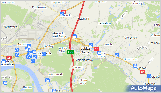 mapa Lubicz Dolny, Lubicz Dolny na mapie Targeo