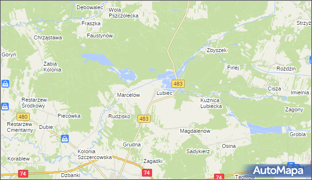 mapa Lubiec, Lubiec na mapie Targeo