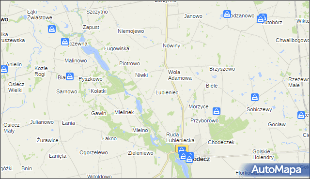 mapa Lubieniec gmina Chodecz, Lubieniec gmina Chodecz na mapie Targeo