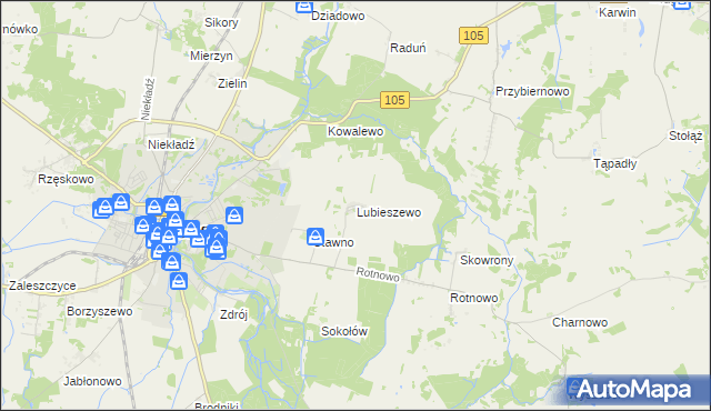 mapa Lubieszewo gmina Gryfice, Lubieszewo gmina Gryfice na mapie Targeo