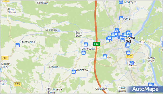 mapa Lubieszów gmina Nowa Sól, Lubieszów gmina Nowa Sól na mapie Targeo