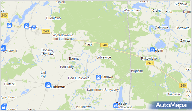 mapa Lubiewice gmina Lubiewo, Lubiewice gmina Lubiewo na mapie Targeo