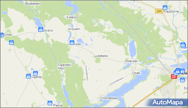 mapa Lubiewko, Lubiewko na mapie Targeo