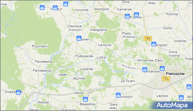 mapa Łubno gmina Piekoszów, Łubno gmina Piekoszów na mapie Targeo